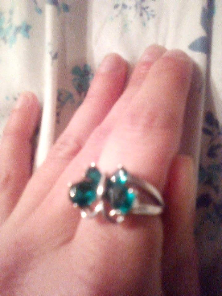 Sterling Silver Emerald Green Butterfly Ring Costume Jewelry