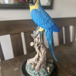 15” Large Blue Macaw Parrot On Branch