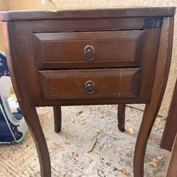 Wooden Antique Side Table & Drawers 