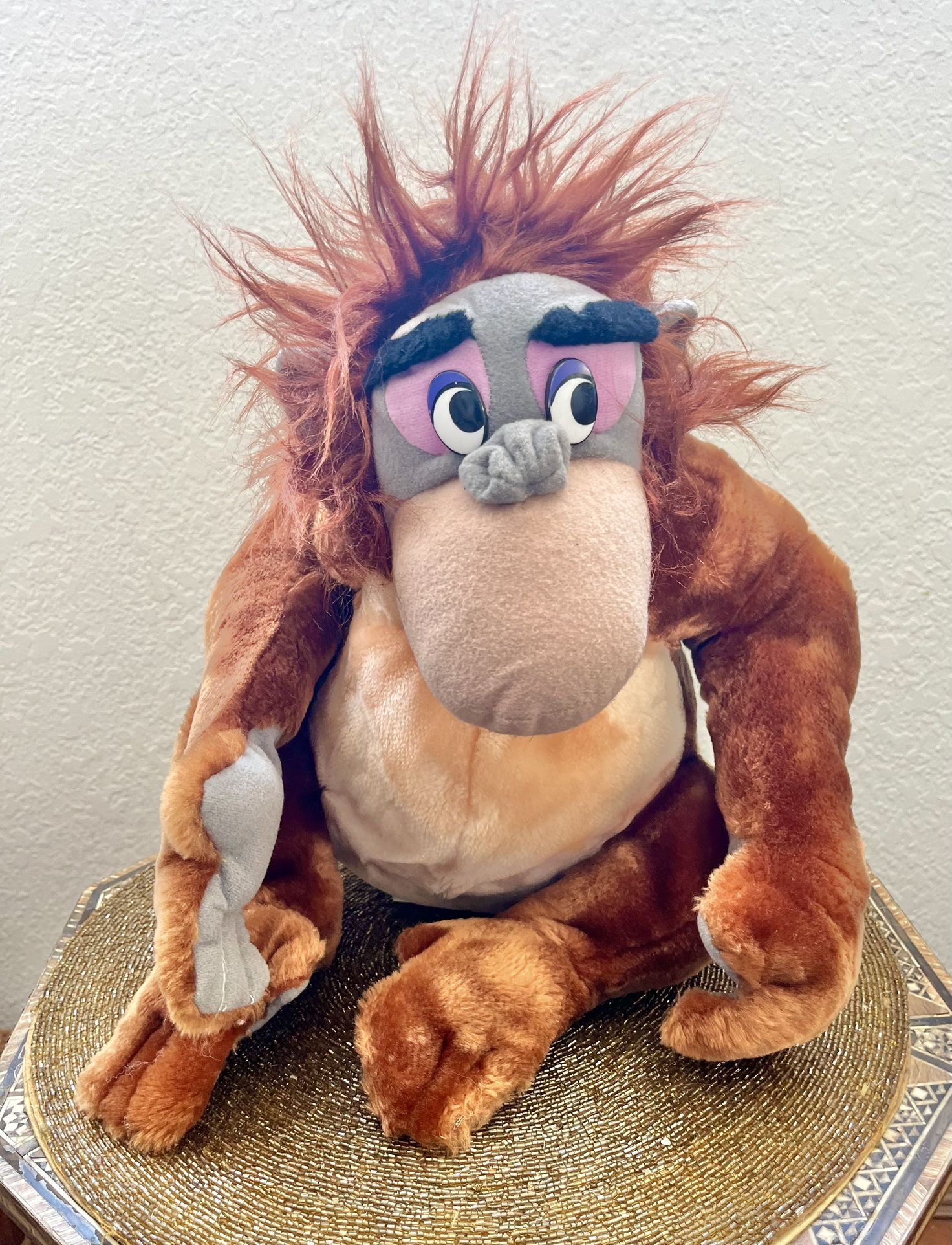 Vintage Walt Disney King Louie Jungle Book Plush Stuffed Animal 15” Orangutan
