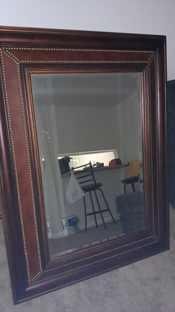 Antique Real Cherry Wood Mirror