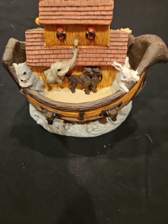 Noah's Ark Hinged Resin Figurine with Animals Hidden Inside