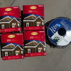 4 New In Box 300ct Icicle Lights Plus Spool Mini Led 