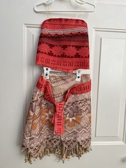 Girls Disney Moana 2 Piece Costume Dress Up Set Size 4-6x