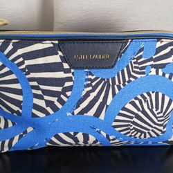 NWOT Estee Lauder Cosmetic Makeup bags Quentin Jones Circles Travel Blue Black 