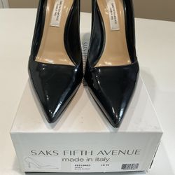 Saks Fifth Avenue Black Leather Heels, Size 10B