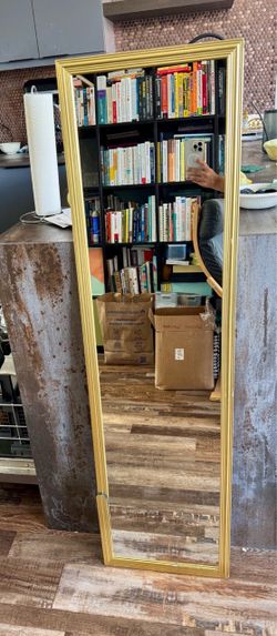 Full-Length Floor Mirror Gold Frame ~13.5x49.5”
