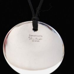 Tiffany & Co Elsa Perreti Round Necklace Sterling Silver Silk Cord
