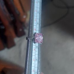 Sterling Silver Size 7 Pink Gemstone Ring