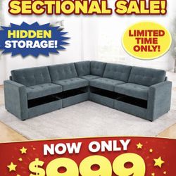 🔥 BRAND NEW L-Shape 117'' 5 Piece Sectional w/ Storage