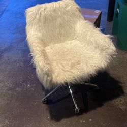 White Furry Office Chair 