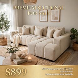 Premium Beige Tufted Sectional Sofa- finance available
