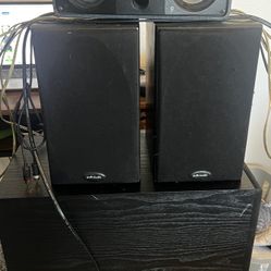 🎵 Polk Audio Home Theater Speaker Set – PSW50 Subwoofer + RT25i Bookshelf Speakers + RM Series II Center Channel 🎶