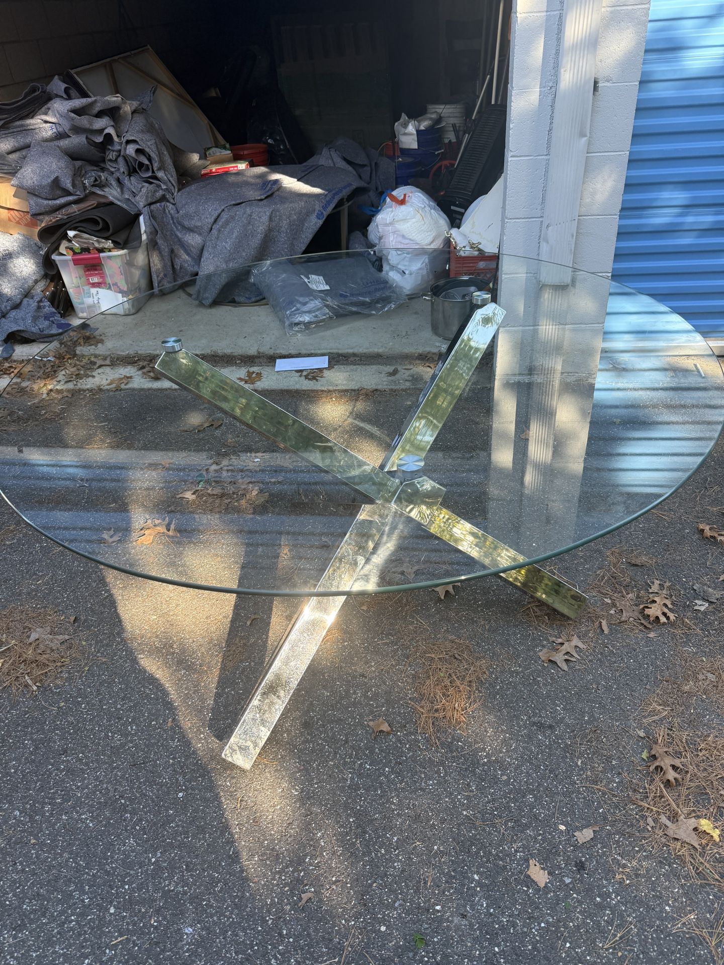 55in Glass Dining Table With Mirror Base