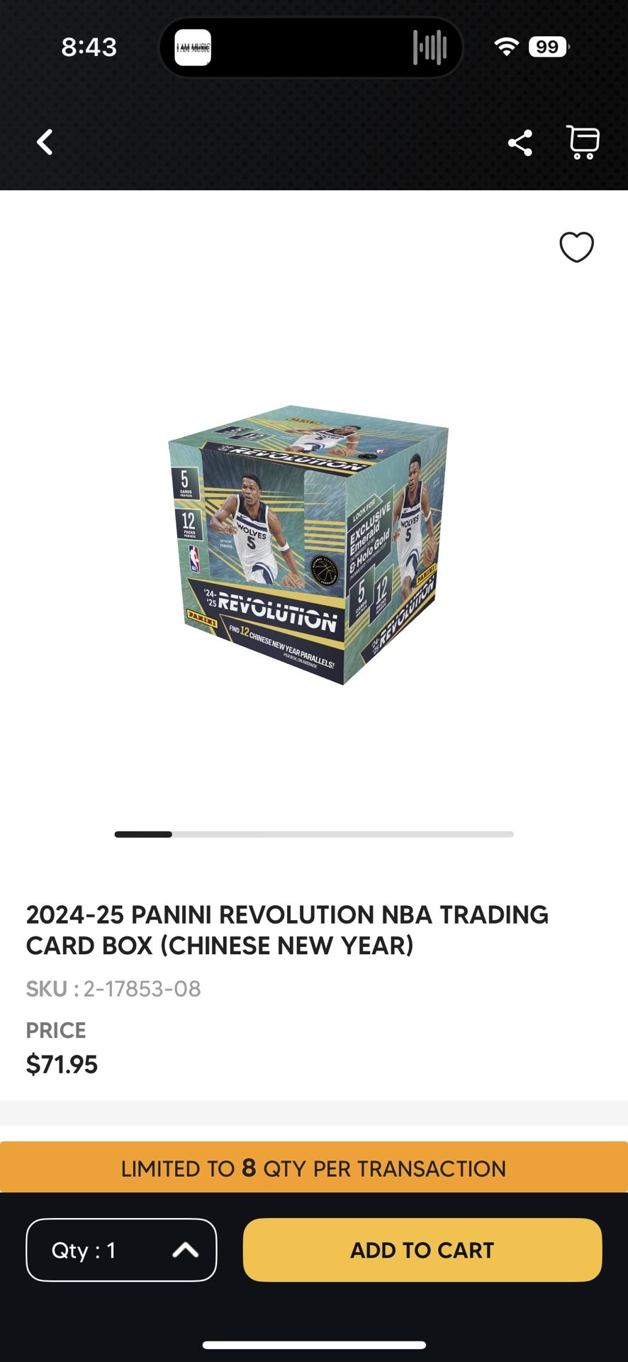 2024/25 Panini Revolution NBA Basketball Hobby Box Chinese New Year