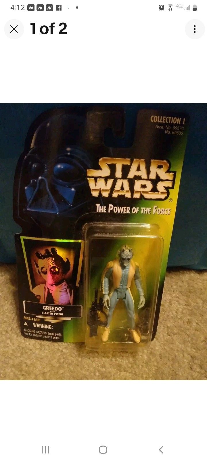 Star Wars Power Of The Force Greedo With Blaster Pistol Carded Action Figure