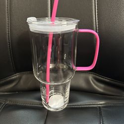 Clear Glass Cup With Pink
