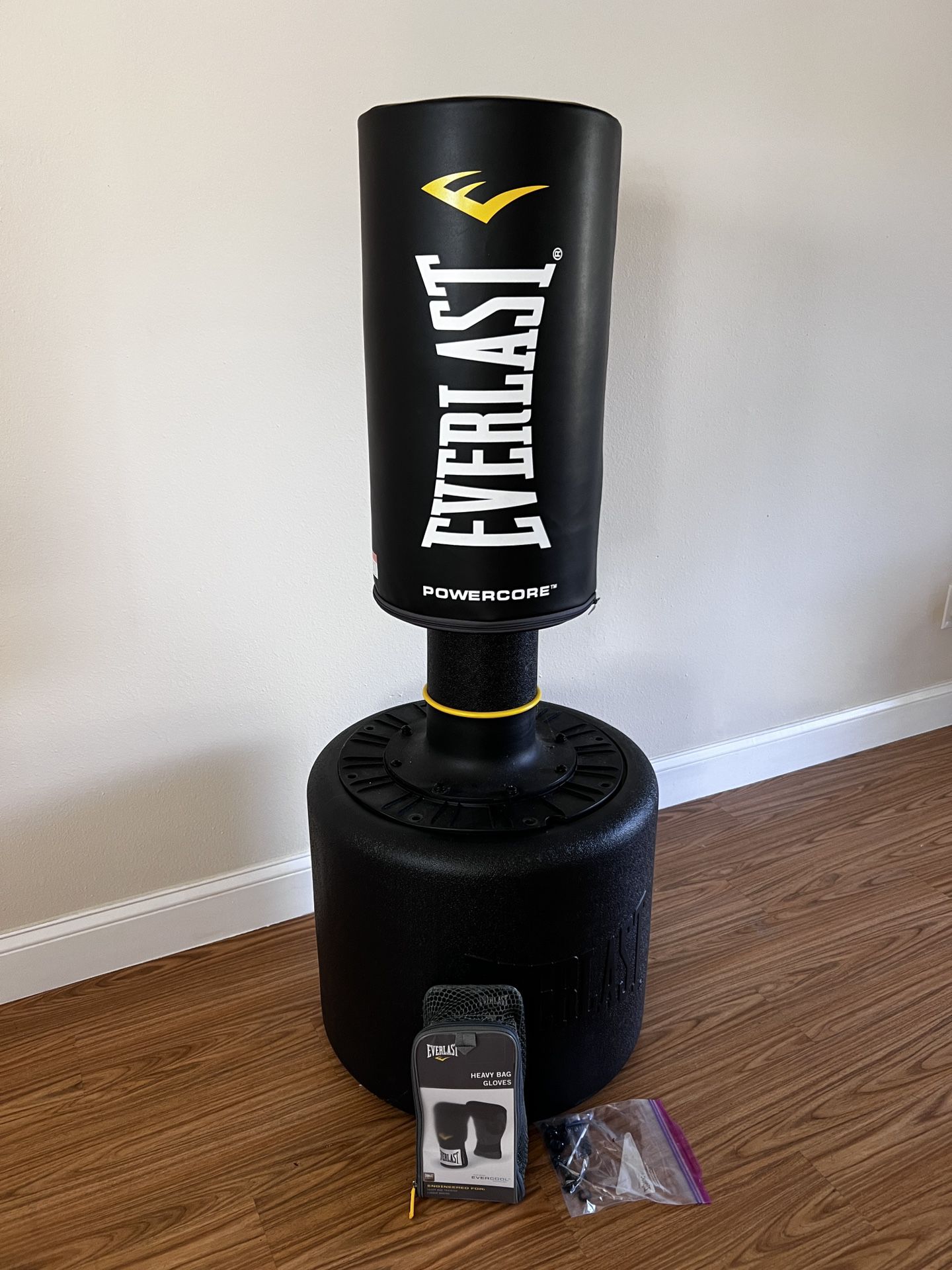 EVERLAST PUNCHING BAG AND GLOVES