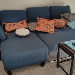 Ashley's Furnitures Used Just A Month, Dinning Table Set, Queen Bed+ Mattress, Small blue Couch