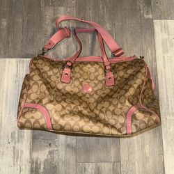 Y2K Huge travel Size Brown And Pink Coach Bag/Tote