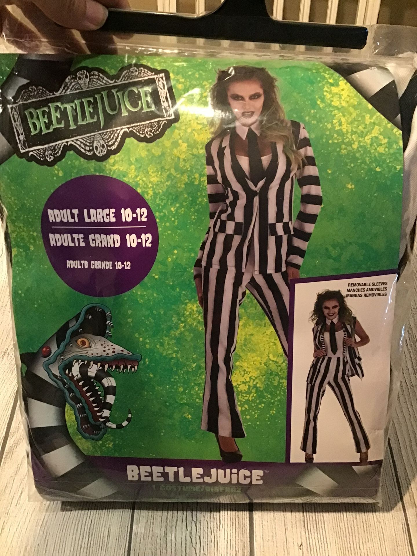 Beetlejuice Adult Woman Costume Size Large 10-12 -NEW