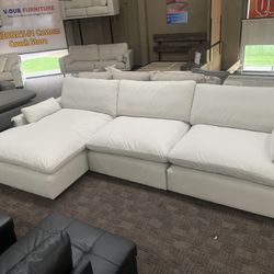 Cream White Feather Down Sectional 