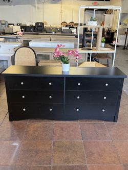Modern Stylish Bedroom Double Dressing Table, 6 Drawer Wide Chest of Drawers, Traditional Bedroom Dressing Table (Black)  💰150$  Warehouse Address: 2