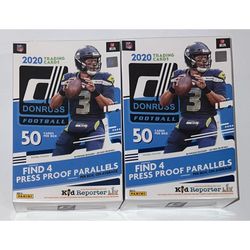 (2) 2020 Panini Donruss Football Hanger Boxes 2 Box Lot Factory Sealed Blue Walmart Version Auto ? Insert ? Burrow RC ? Hurts RC ? Tua ? NFL Cards