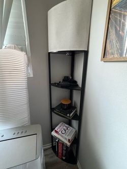 5-Tier Corner Shelf Floor Lamp – USB/Type-C Ports – Black – Great Condition