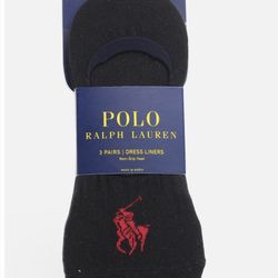 Polo Ralph Lauren BLACK Men's 3 Pack Solid Dress Liner Socks, US All Size 13-16