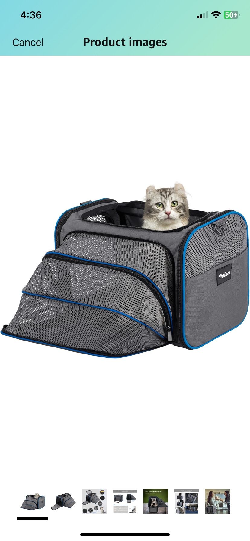 PetEase Soft Sided Cat And Small Dog Carrier for Small Medium Cats and Puppy up to 15lbs,Airline Approved Pet Carrier,Expandable Travel Bag