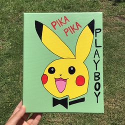 Nintendo Pokemon Pikachu Playboy Bunny Pikachu Figure Classic Video Games Home Room Decor Wall Art Acrylic Canvas Painting Artwork Hand Painted