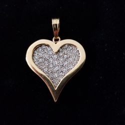 14k Heart Shape 2ct Genuine Diamond Pendant 