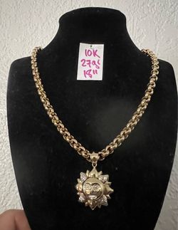10K Solid Gold Chain and Pendant For Wedding 27Gr 18 Inches Long