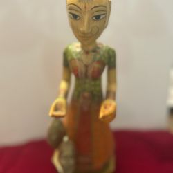 Wooden Large Goddess Gangaur Figure Hand Crafted