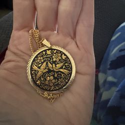 VINTAGE DAMASQUINADO PENDANT NECKLACE