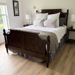 Bombay Queen Bed, With Mattress,, Side Tables And dresser