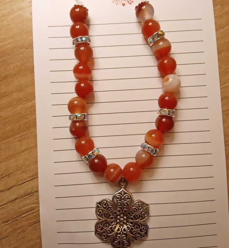 Red Carnelian Stone Bracelet With Charm
