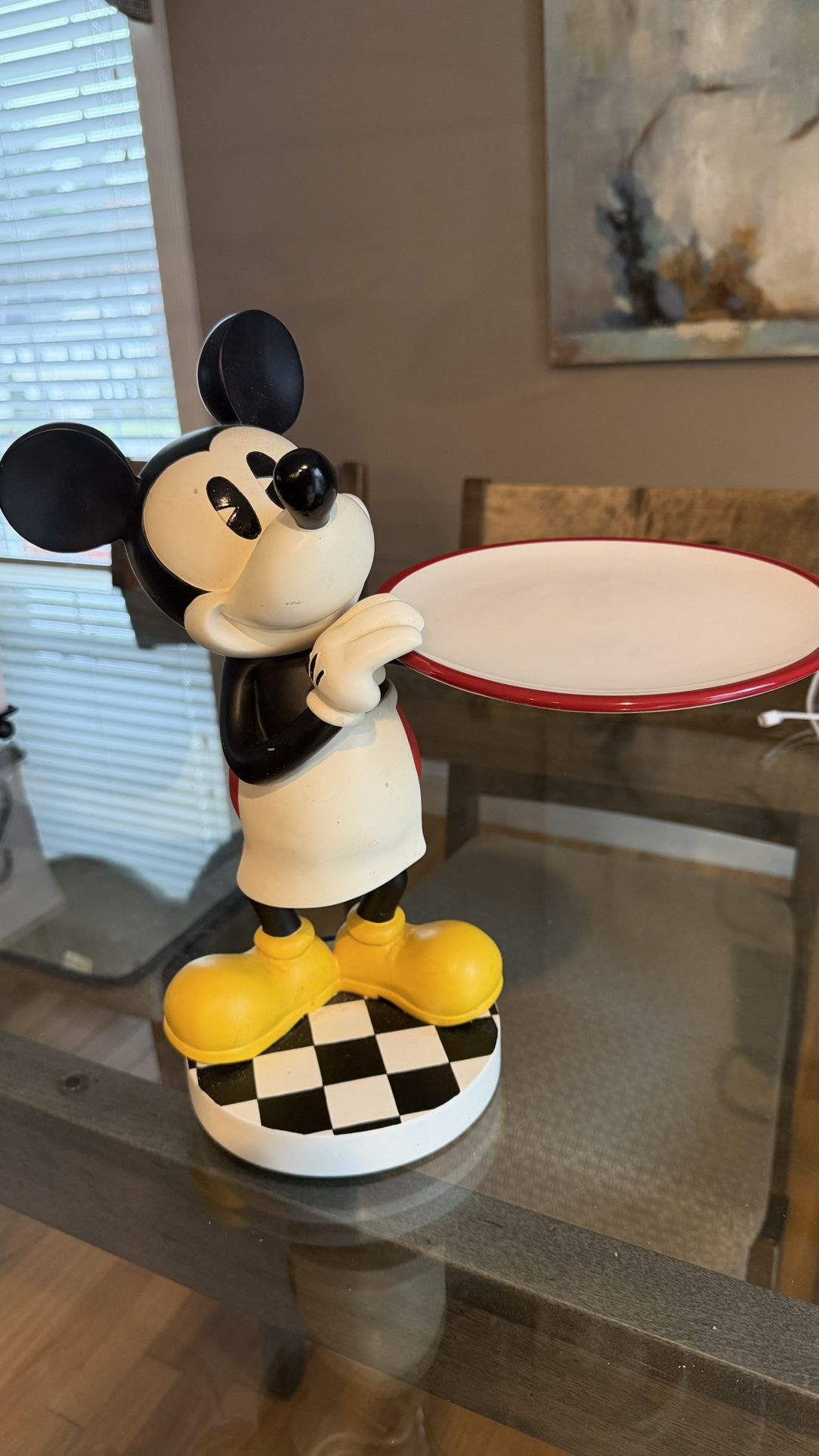 Disney World Mickey Mouse Waiter Holding Plate Statue