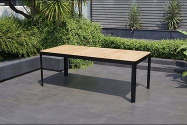 BRAND NEW Outdoor Patio Dining Light Wood Table - Aluminum legs - ONLY TABLE