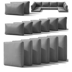Outdoor Cushions for Patio Furniture 14 Pieces Replacement Cushions with Removable Cover Water-Repellent & Fade Resistant Sectional Couch Cushion for 