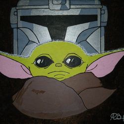 Grogu & Djarin Woodburn Art