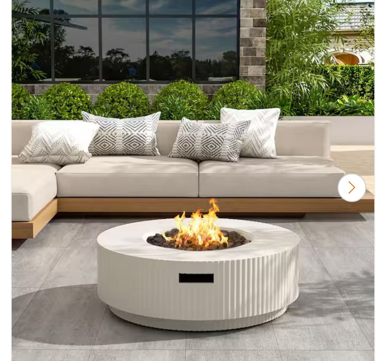 Archer 30 in. 40000 BTU Patio Mgo Lightweight Concrete Propane Outdoor Fire Pit Table with Lid White