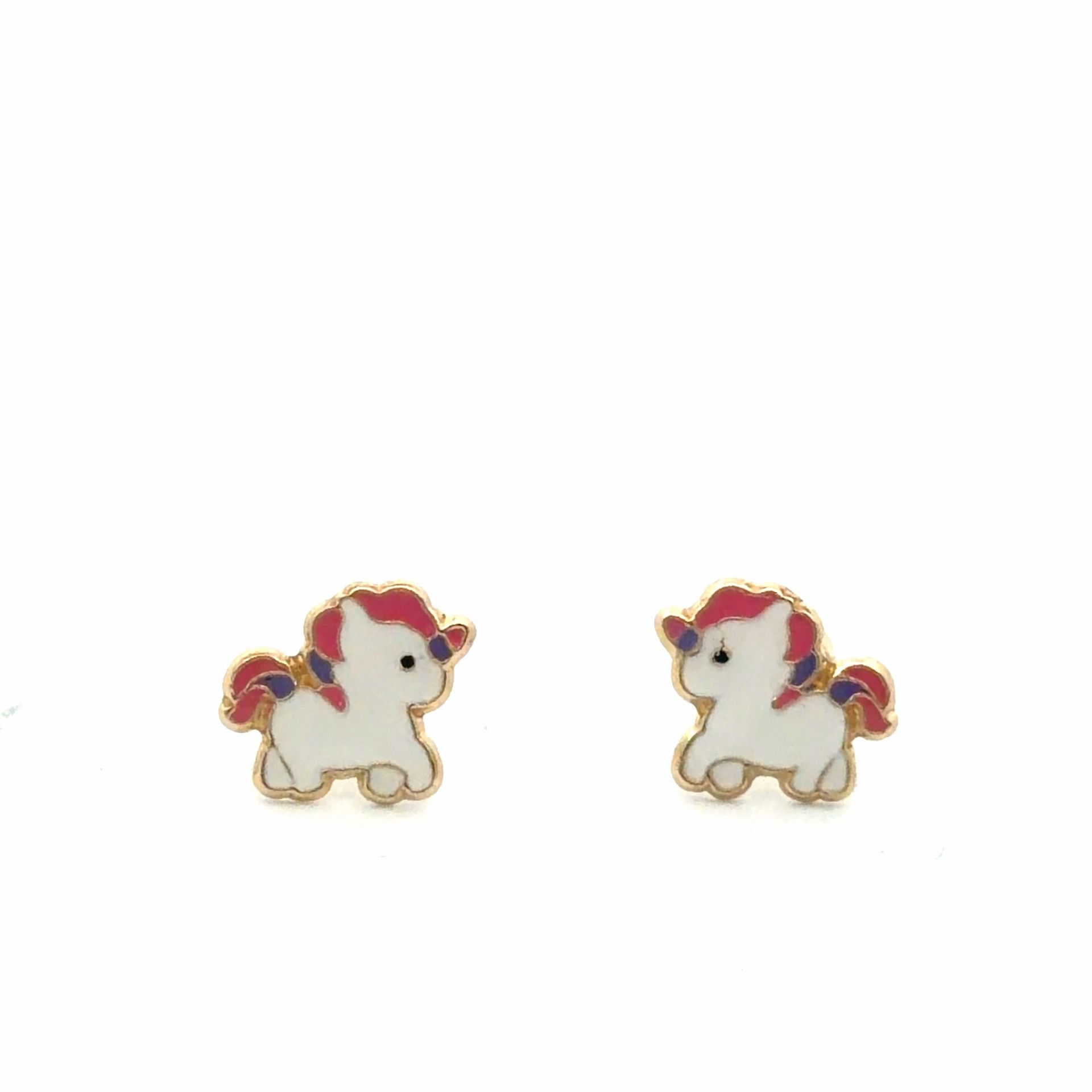 Baby Child’s Little Girl’s 14k Yellow Gold Enamel Unicorn Stud Earrings GP3131102