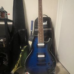 Blue electric Guitar + AMP + guitar bag
