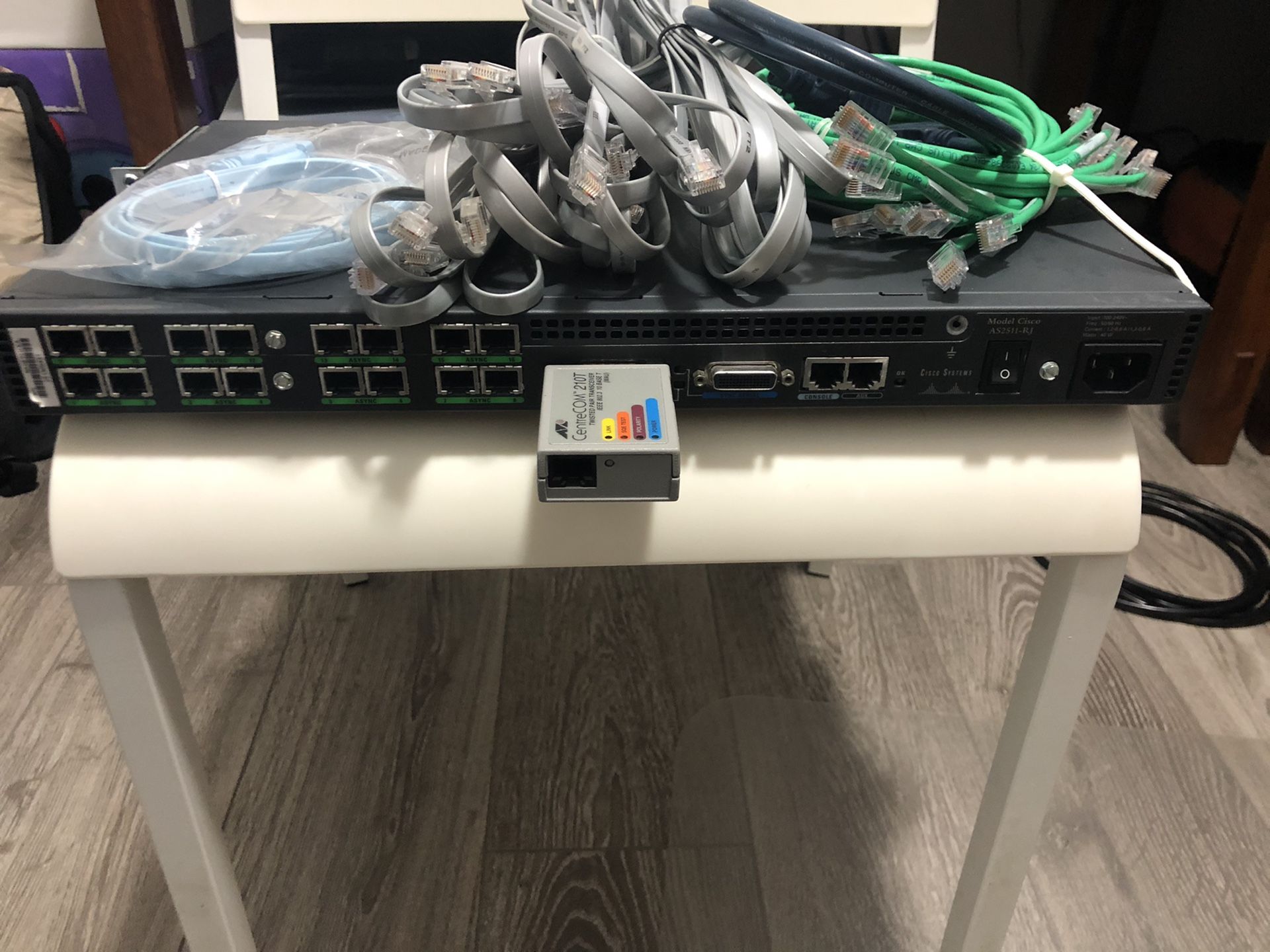 Cisco 2511 RJ router, with console cables, ethernet adapter