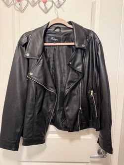 Plus size faux leather jacket