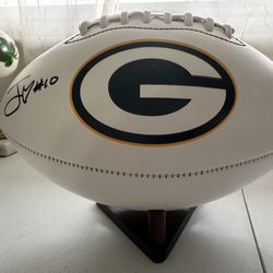 JORDAN LOVE SIGNED GREEN BAY PACKERS QB AUTOGRAPHED FOOTBALL W/HOLO COA - 861