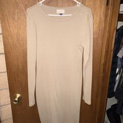 Olive Green Long Sleeve Women's Dress: Size L