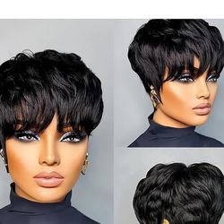 Pixie Shot Hair Wig Human Hair 